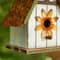 Glitzhome® 8.25" Distressed Metal Roof & Flower Wood Birdhouse